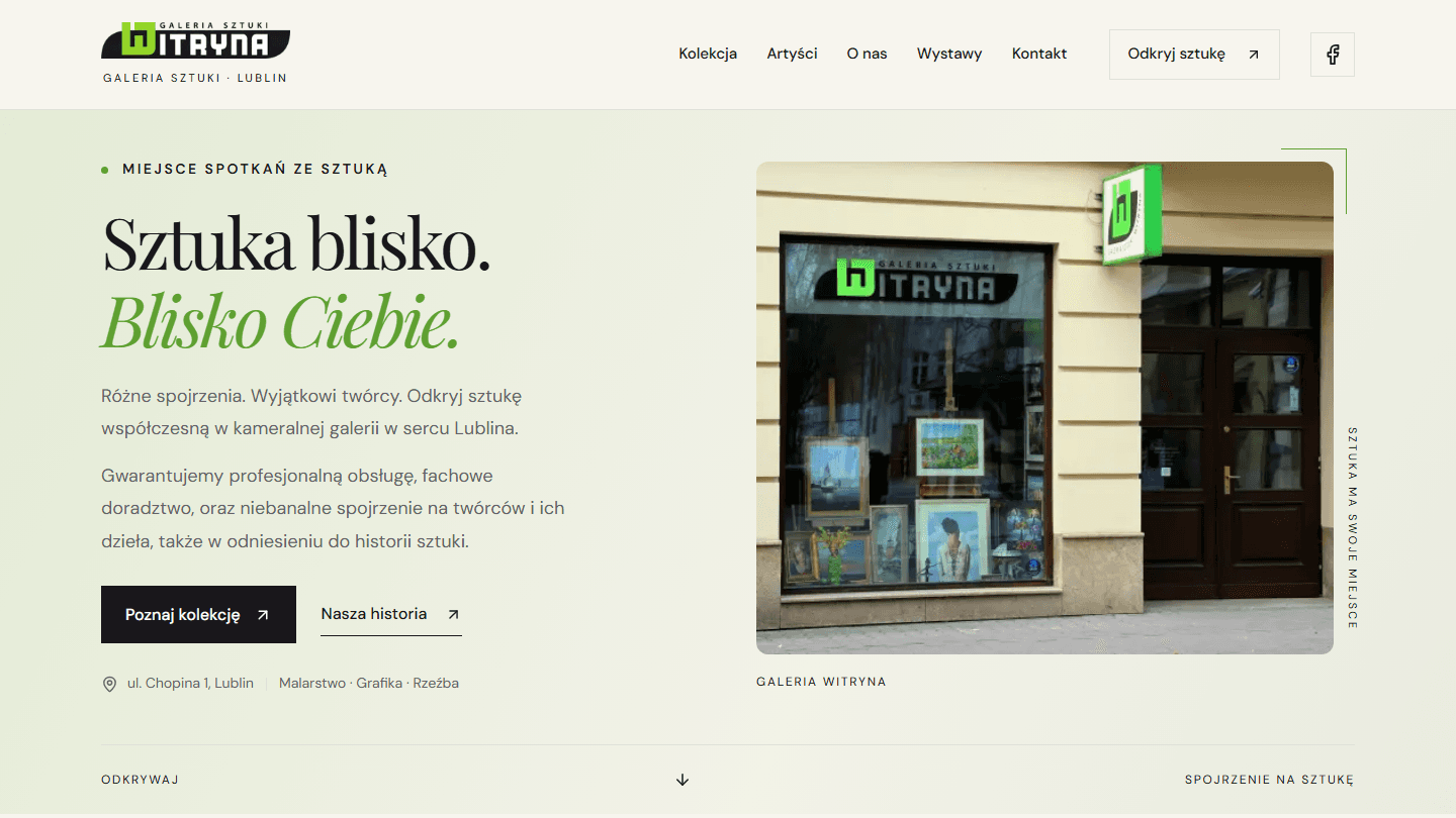 Podgląd projektu: Galeria Sztuki Witryna