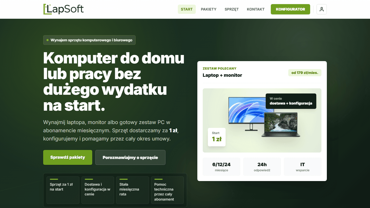Podgląd projektu: Platforma/sklep LapSoft