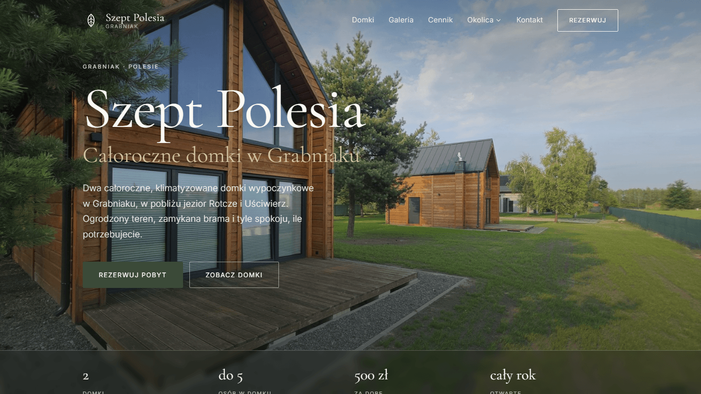 Podgląd projektu: Szept Polesia — domki wypoczynkowe
